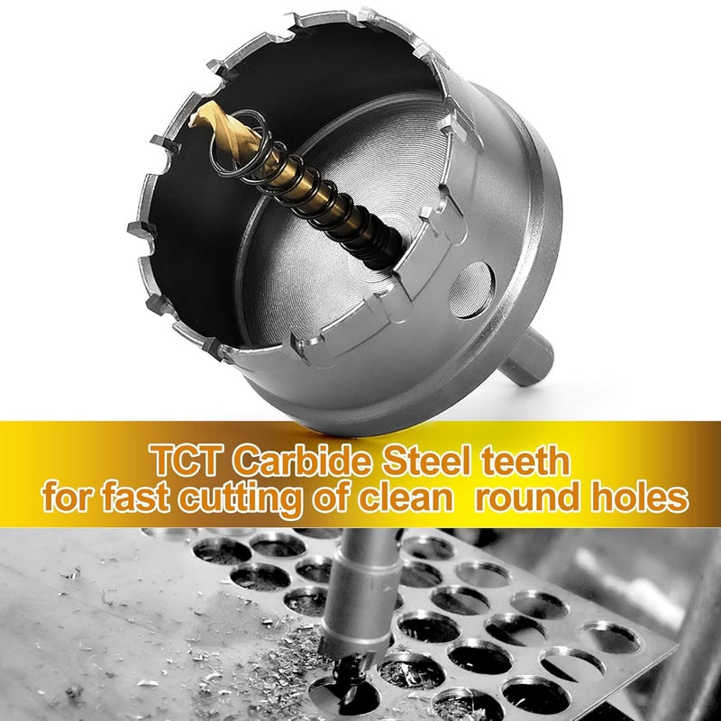 ASNOMY 2Pcs TCT Hole Saw Set for Hard Metal, 7/8 Inch Tungsten Carbide Tipped Hole Saw Cutter with Titanium-Plated Pilot Drill bit for Metal, Stainless Steel, Iron, Wood, Plastic - Image 3